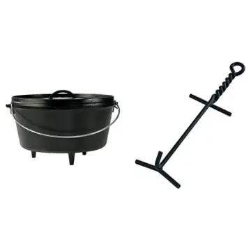 Lodge L8DOLKPLT Cast Iron Dutch Oven with Dual Handles, Pre-Seasoned,  5-Quart,Black