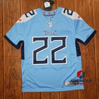 (Sewing) เสื้อกีฬาแขนสั้น ลายทีมชาติฟุตบอล Tennessee Titans 22 Rrick Henry 17 Ryan Tannehill 100% สไตล์อเมริกัน 2023NFL