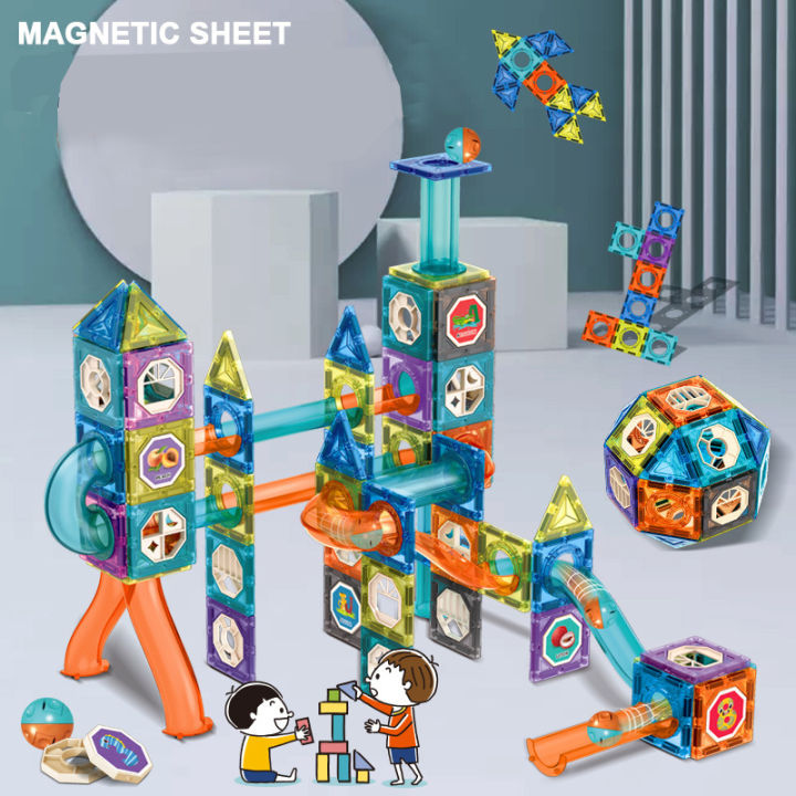 【Ready Stock】98pcs Marble Run Magnetic Tiles, Large 3D Magnet Building  Blocks Set with Pipes Balls Tracks, Building Kit STEM Educational &  Development Toys Gift for 5 6 7 8 9 10+ Years Old Boys Girls