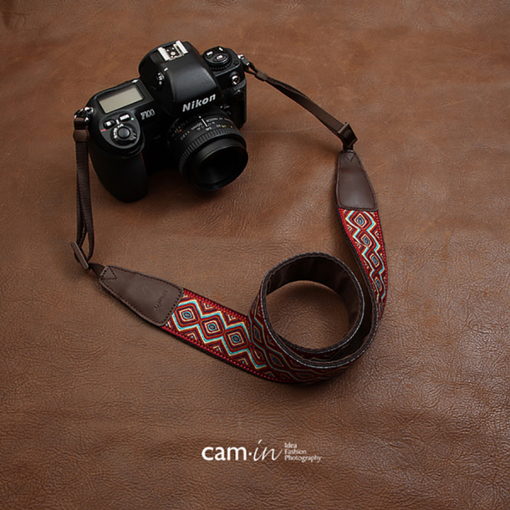 cam-in-cam7416เย็บปักถักร้อยสายรัดหนังวัวสากลกล้องสายคล้องคอไหล่เข็มขัดทั่วไปปรับเชือกเส้นเล็ก
