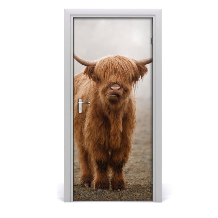 ร้อนประตูภาพจิตรกรรมฝาผนังที่ทันสมัยทุ่งหญ้าวัวผนังประตูสติ๊กเกอร์-diy-ติดด้วยตนเองกันน้ำวอลล์เปเปอร์-poste-สำหรับตกแต่งบ้านของขวัญ