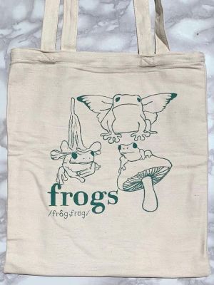 Y2K Anime frog print Shopping Bag womens fairy grunge 2022 Canvas Tote Bags Handbags Eco Bag Shopper Shoulder Bags Cloth bag emo