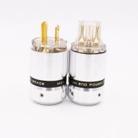 New OEM X 1pair Hifi audio Transparent rhodium /gold/ plated US AC power cable extension power plugs