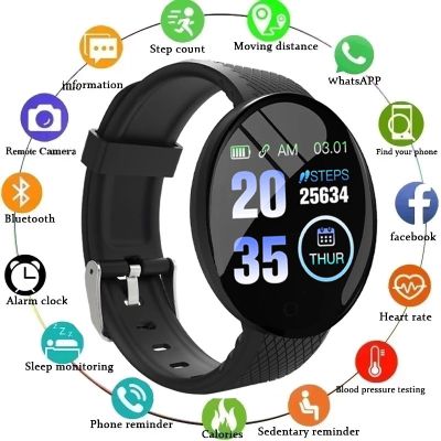D18 Smart Watch Men Women Smartwatch Bracelet Heart Rate Blood Pressure Fitness Tracker Sport Smartband For IOS Android 119 Plus