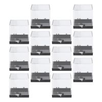 12 Pcs Storage Boxes Lids Gemstone Display Coin Clear Container Specimen Mini Square Cube Acrylic Case Rough Mineral Standard Cups  Mugs Saucers