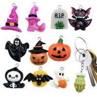 Halloween Charm Pendants 11pcs Cute DIY Bats Ghost Pumpkin Patterns Charm Resin Charm Halloween Pumpkin Charm DIY Bat Cat Pumpkin Charm for Keychain gifts