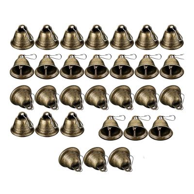 30 Pcs Bells Craft Small Bells Brass Bells Vintage Bells with Hooks for Hanging Wind Chimes Making Dog Training