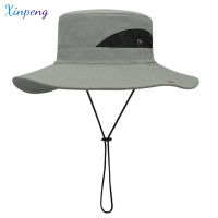 Xinpeng หมวกการป้องกัน UV ในช่วงฤดูร้อน Topi Memancing ปีกกว้างหมวกกันแดดแสงแดดสำหรับตกปลาเดินป่าทำสวนชายหาด