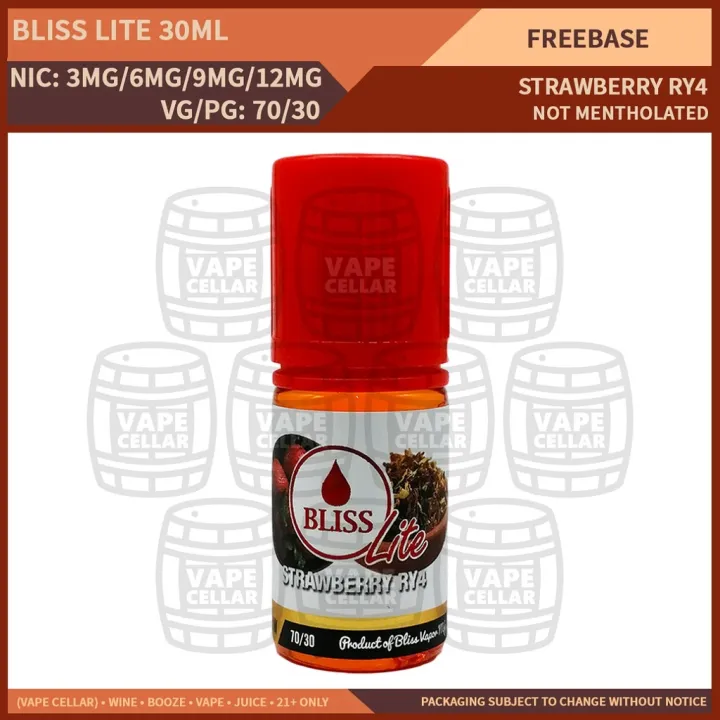 Bliss Lite 30ML Strawberry RY4 (3 MG 6 MG 9 MG 12 MG) [ 002] [TVBF0822