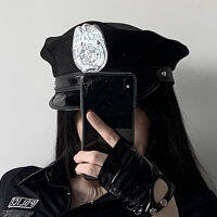 Fairy Black European And American Police Hat Seductive Sexy Octagonal Cap Flat Top Versatile Halloween Role Play Props M1