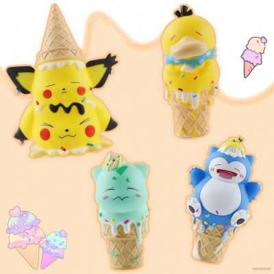 Ns3 ฟิกเกอร์ Pokemon Melting Ice Cream Pikachu Bulbasaur Psyduck Snorlax ของเล่น สําหรับเด็ก เก็บสะสม ของขวัญ