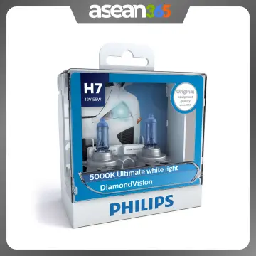 Philips Diamond Vision 5000K Whiter H7 Car Headlight Bulbs (Twin