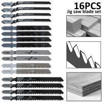 16Pcs T Shank ใบเลื่อยจิ๊กซอว์ ใบมีดจิ๊กซอว์ชุดใบมีดทำความสะอาดได้อย่างรวดเร็วตัดใบมีดตัดไม้ตัดโลหะเครื่องมือ Hcs / Hss อุปกรณ์เครื่องมือไฟฟ้า Fast Cut ใบมีด