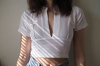 Linen Crop Top in White