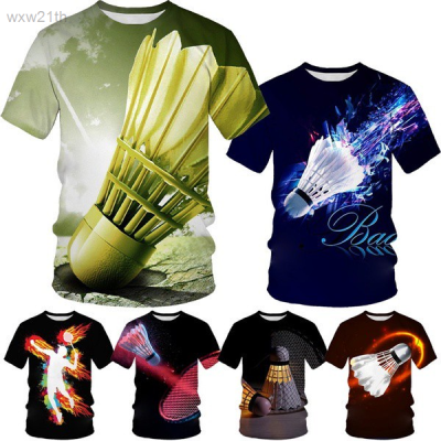 2023 Round Neck T-shirt, 3d Badminton Print, Suitable for Summer, Cool And Creative, Suitable for Mens Sizes Xs-5xl Unisex