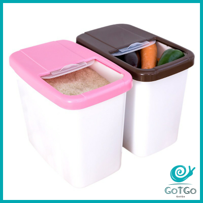 GotGo ถังเก็บข้าวสารพร้อมถ้วยตวง กันความชื้น ถังข้าวสาร กล่องข้าวสาร กล่องเก็บข้าวสารกันแมลง Rice Storage Box with Cup มีสินค้าพร้อมส่ง