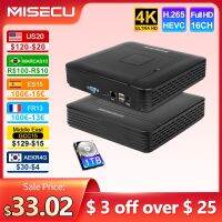 MISECU กล้องวงจรปิด H.265 + Mini NVR 16CH Full HD 8MP 4K/5M/4M/3M/1080P เครื่องบันทึกวีดีโอตรวจจับการเคลื่อนไหว P2P สำหรับระบบการรักษาความปลอดภัยกล้อง IP