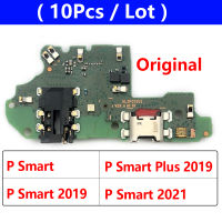 10ชิ้น Asal untuk P Smart Plus 2018 2019 2021 USB สายเคเบิลงอได้ Mikro Mengecas Port Dok Penyambung Mikfon Mikrolembaga