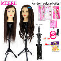 2021Mannequin Heads With 80 Human Hair With Adjustable Tripod For Braiding Tete de cabeza Dolls Head Hairdresser Practice Styling