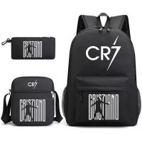 CR7 Mochila แฟชั่นกระเป๋าเป้สะพายหลังความจุขนาดใหญ่กระเป๋านักเรียนนักศึกษาเดินทางกระเป๋าเป้สะพายหลังแล็ปท็อปถุงเก็บ Bookbags คอสเพลย์กระเป๋า3ชิ้นชุด