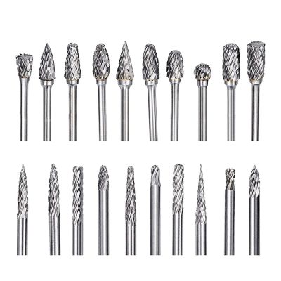 20 Pcs Carbide Double Cut for Carving Bits with 1/8 inch and 1/4 inch Head Length Tungsten Carbide Rotary
