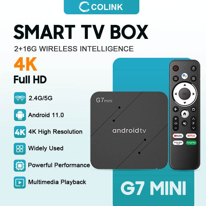 G7 Mini 4K 2+16G tv box Wireless 2.4G&5G dual-band WiFi quad-core Android  11 Smart TV Box BT Voice remote Control Android TV box