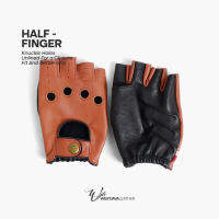 Wj LEATHER - ถุงมือหนัง แบบครึ่งนิ้ว ของแท้ พรีเมี่ยม