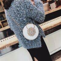 Circular Shaped Women Evening Bags Diamond Metal Beading Day Clutch Shoulder beg