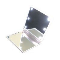 【BEIBEI】 Led Square Makeup Mirror Foldable Double Sided Abs Hd Mirror Makeup Tools