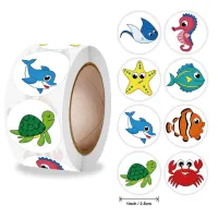 500pcs/Roll Stickers Cute Cartoon Dolphin Turtle Stickers Toys For Children School Reward Label Stationery Decoration Sticker