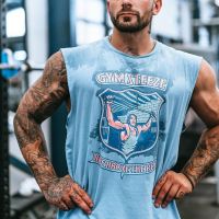 Michael bully original sleeveless loose muscle fitness male summer sports leisure breathable loose training short sleeve T-shirt in the left shoulder sleeve