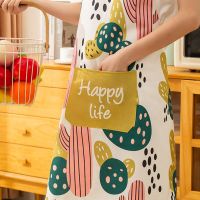 Working Apron Cooking Hanging Neck Overalls With 1 Pocket Printed Adjustable Kitchen Accessories Apron Cotton Linen Waterproof Aprons