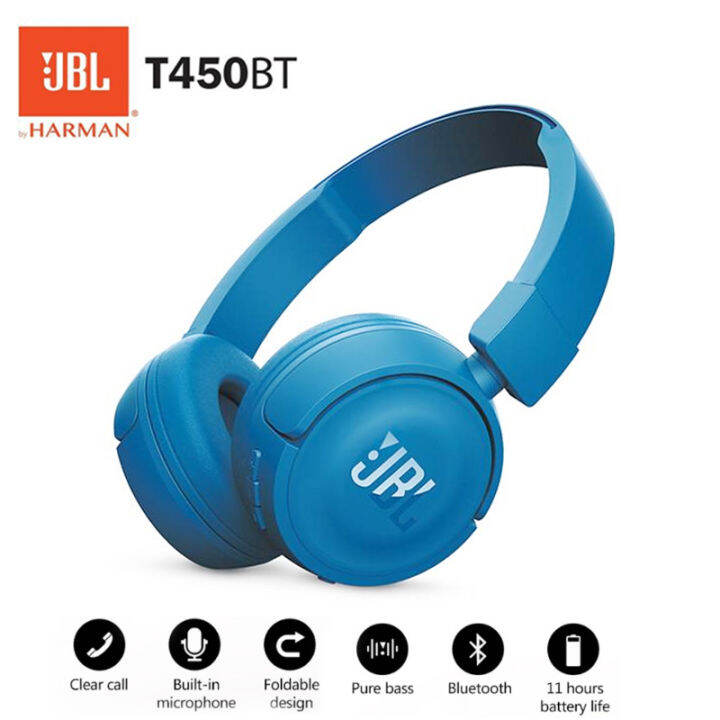 JBL T450BT Wireless OverEar Headphones Bluetooth Headset Builtin