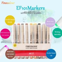 Finecolour ชุดแปรงปากกามาร์คเกอร์หัวคู่ลายภาพร่างศิลปะ EF101แอลกอฮอล์ไม่มีสารพิษสำหรับอุปกรณ์การเรียน24/36/48/72ชุดสีพร้อมกล่อง