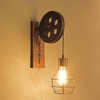 American country creative wind restoring ancient ways wall lamp wrought iron wall lamp industry pulley bracket light corridor corridor of individual character dining-room lamp ❤