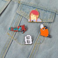 Man Enamel Pins Custom Pochita Makima Brooches Lapel Badges Cartoon Anime Jewelry for Fans