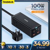 Baseus GaN3 รางปลั๊ก EU US ปลั๊กพร้อม 2USB Type C ปลั๊กต่อขยายแบบพกพา 1.5 ม. สายไฟ AC Power Travel Adapter สำหรับ Xiaomi-SDFU STORE