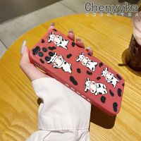 Chenyyyka เคสปลอกสำหรับ Samsung A22 4G เคส M22การ์ตูนวัวน่ารักนิ่มแฟชั่นดีไซน์ใหม่ซิลิโคนเคสโทรศัพท์ลวดลายขอบสี่เหลี่ยมคลุมทั้งหมดป้องกันเลนส์กล้องเคสกันกระแทก