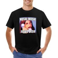 Moshi Moshi, Jesus Desu T-Shirt Oversized T Shirts Korean Fashion Short T-Shirt Shirts Graphic Tees Mens Graphic T-Shirts Funny