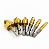 【CW】 6 pcs Countersink drill set 1/4   39;  39; hex shank 5 slot countersunk head degree chamfering knife chamfer 6mm-19mm