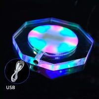 USB Rechargeable LED Cocktail Coaster Acrylic Drink Coasters Bar Beer Beverage Lighting f/Home Club Wedding Bar Party Decoration Cups  Mugs Saucers