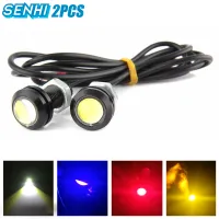 Senhi 1คู่18มม. DC 12V รถ LED DRL Daytime Running Fog Light Eagle Eye โคมไฟสีแดงสีขาวน้ำแข็งสีฟ้า Amber สีเหลือง Light