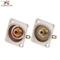 ﹍ 2pcs Excellent RCA Panel Mount Chassis Connector Female Silver RCA Female Socket Red White Colors Available