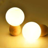 【YD】 Warm Bedroom Wood Glass lampshade night light G4 Bulb AC85-265V bedside button switch plug