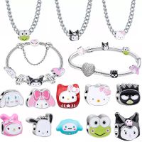 Sanrio 925 Bracelet Anime Hello Kitty My Melody Kuromi Fashion with Gold and Silver Jewelry Beaded DIY Ladies Beaded Accessories