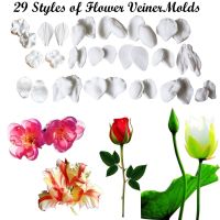 29 Series Flower Petal Silicone Mold Veiners Fondant Mould Clay Gumpaste Mold Sugarcraft Tools Press Cake Decorating Tool C337 Bread  Cake Cookie Acce