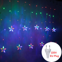 Colorful Snowflake Curtain LED Fairy String Lights Garland Christmas Decoration For Holiday Lighting Wedding Party Decorative