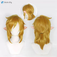 เกม Zelda Link คอสเพลย์วิกผม Princess Link เครื่องแต่งกาย Wigs คอสเพลย์ Dark Gloden ยาวทนความร้อนผมปาร์ตี้อะนิเมะ Wigs วิกผมหมวก