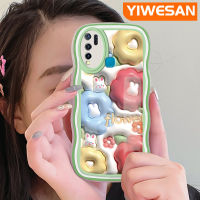 YIWESAN เคสสำหรับ VIVO Y30 Y30i เคส Y50ลายการ์ตูนดอกไม้3D แฟชั่นลายคลื่นสีสันสดใสเคสโทรศัพท์แบบใสเคสนิ่มโปร่งใสกรอบซิลิโคนกันกระแทกป้องกันเลนส์กล้อง