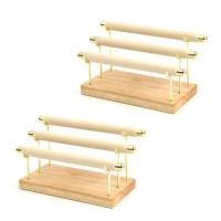 2X Wooden Jewelry Display Stand Ring Holder T-Bar Display Bracelets Anklets Jewelry Display Packaging Jewelry Tool